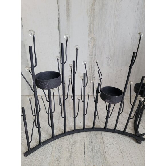 Metal unique black branch tree line tealight candle holder - Picture 4 of 6